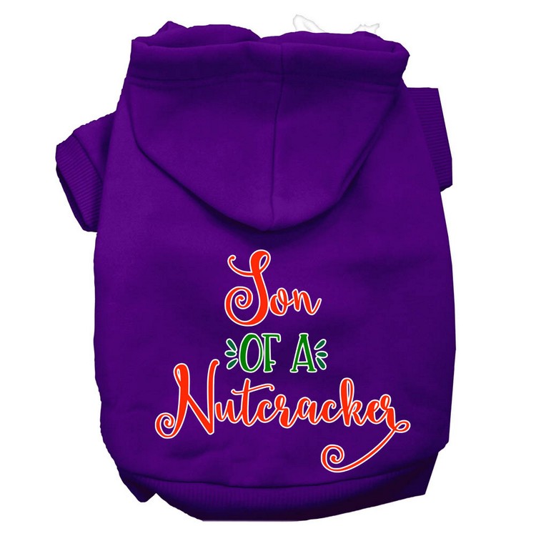 Son of a Nutcracker Screen Print Dog Hoodie Purple XS